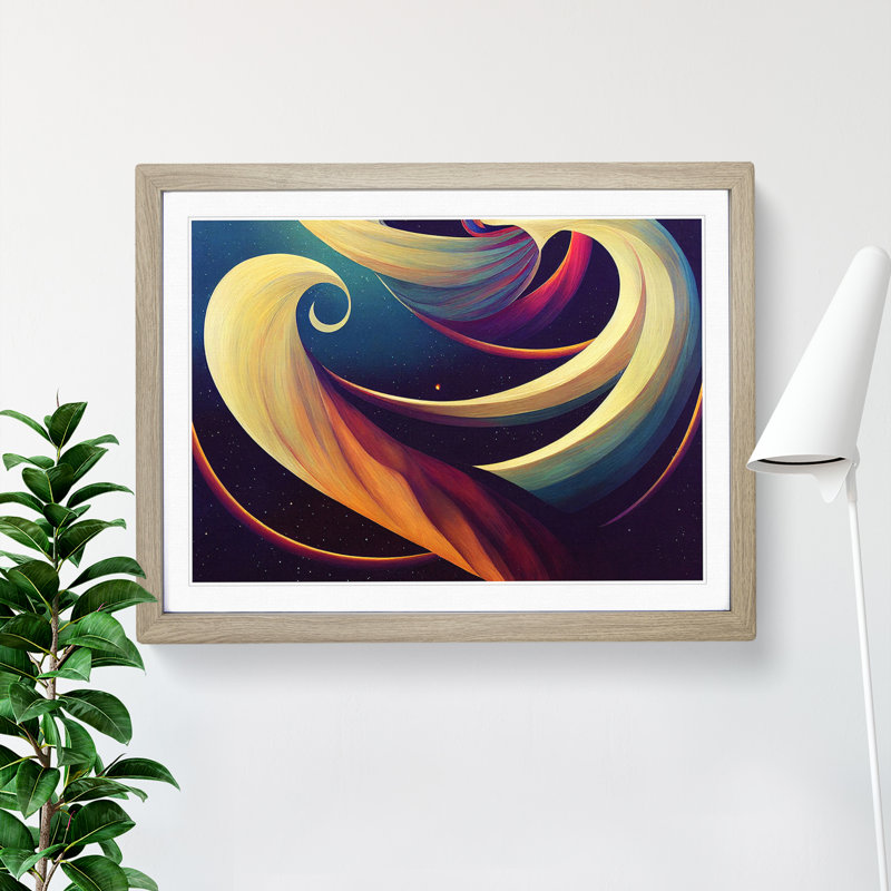 Galaxy Art Nouveau Abstract 1 Piece Single Picture Frame Wall Art, 34cm H x 46cm W x 2cm D, Oak Framed