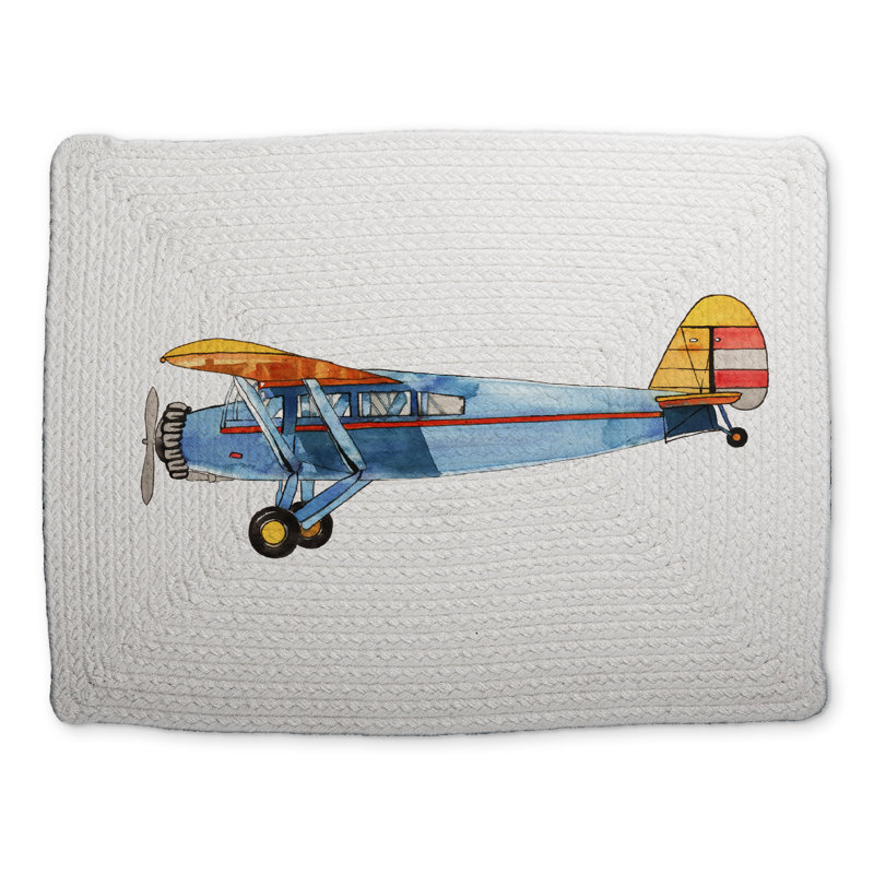 Petit napperon en polyester tressé bleu avion | Décoration intérieure