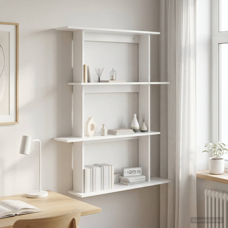  Wall Shelf with Shelf with Storage Engineered Wood Mounted Shelves Rack