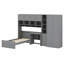 Lit plateforme fonctionnel en bois avec bureau, garde-robe, armoires, tiroirs et tablettes-368711357