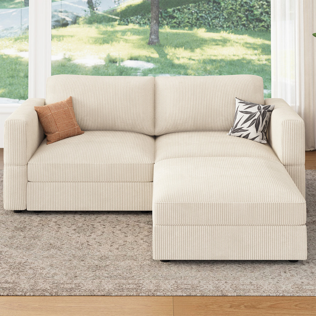 Latitude Run® Corduroy Modular Sectional Sofa L-shaped Cloud Couch Latitude Run® Body 