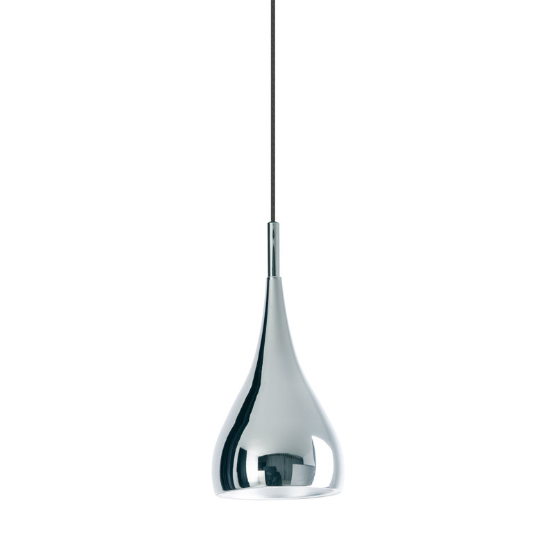 Evan 1 - Light Chrome Teardrop Pendant, 120cm H x 16cm W x 16cm D