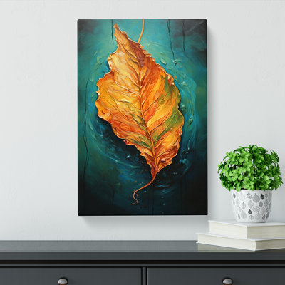 Leaf Action Painting - Wrapped Canvas