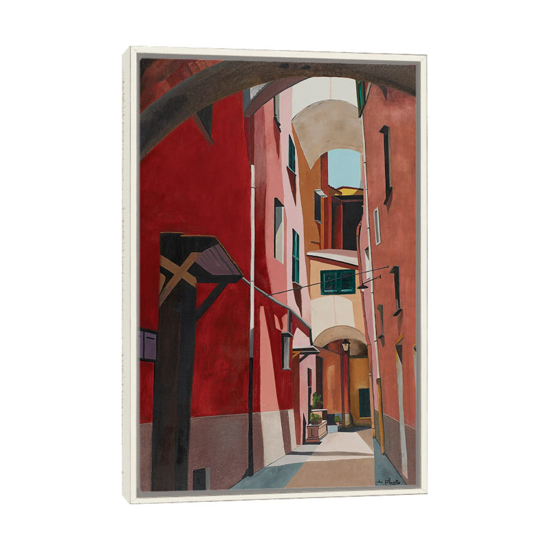 Porto Maurizio, Italy, Distressed White Floater Framed Canvas, 26" H x 18" W x 1.5" D, No Mat
