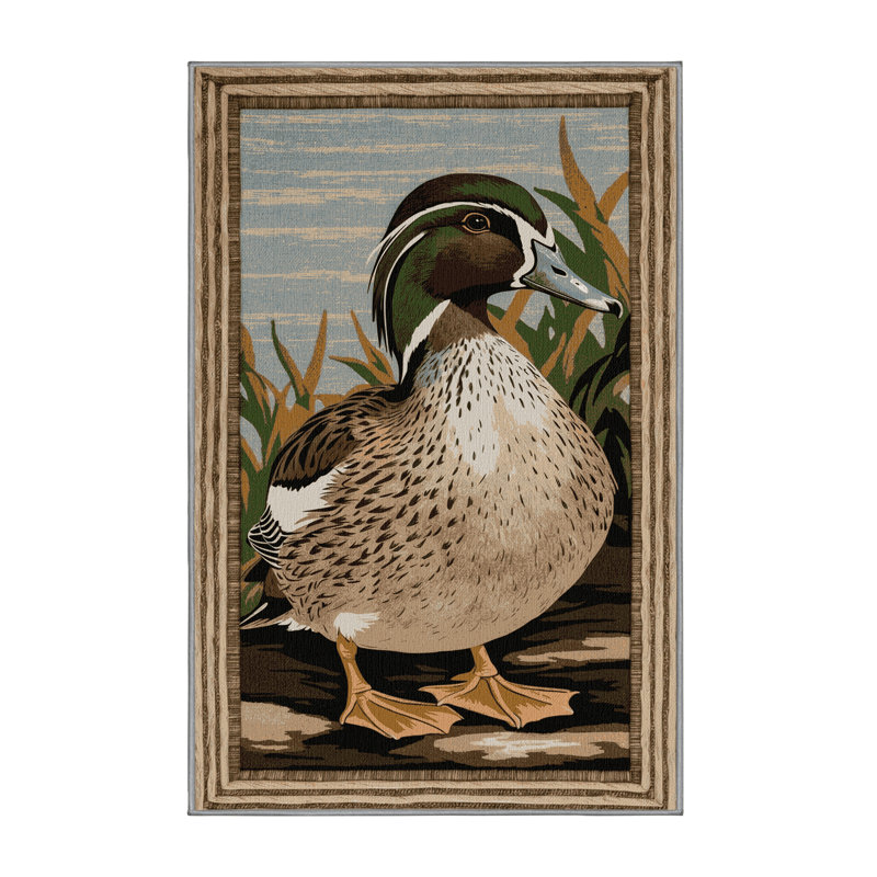 Washable American Wigeon Birds Area Rug, Rectangle 8' x 10'
