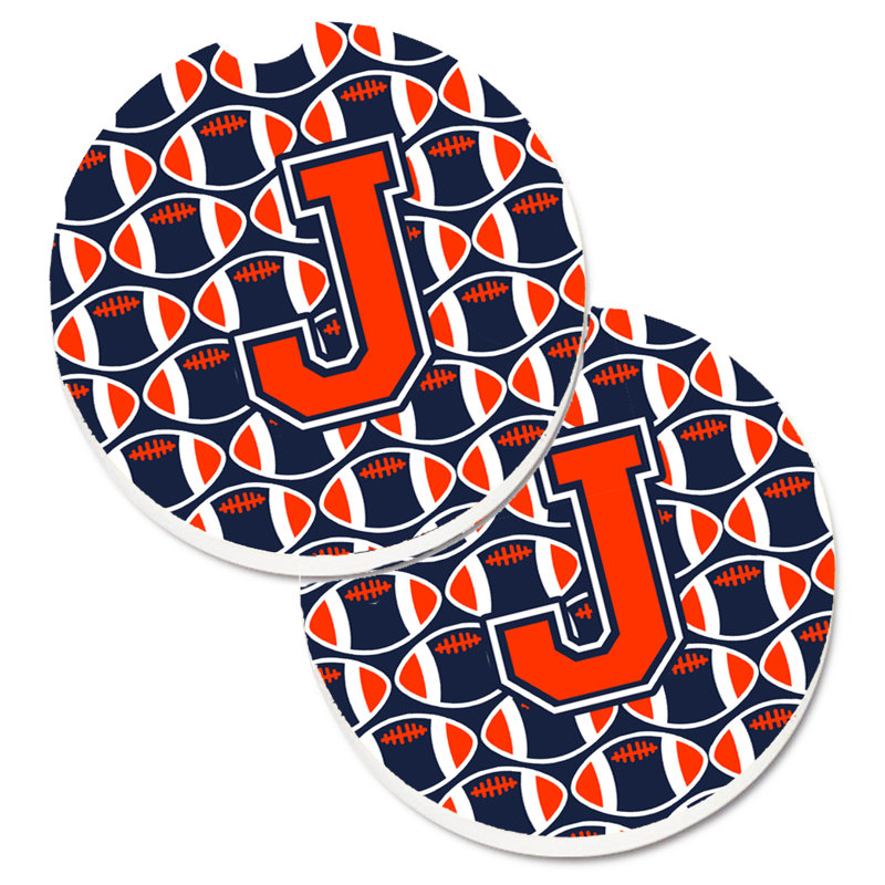 Sous-verre de football, J, Orange / bleu marine