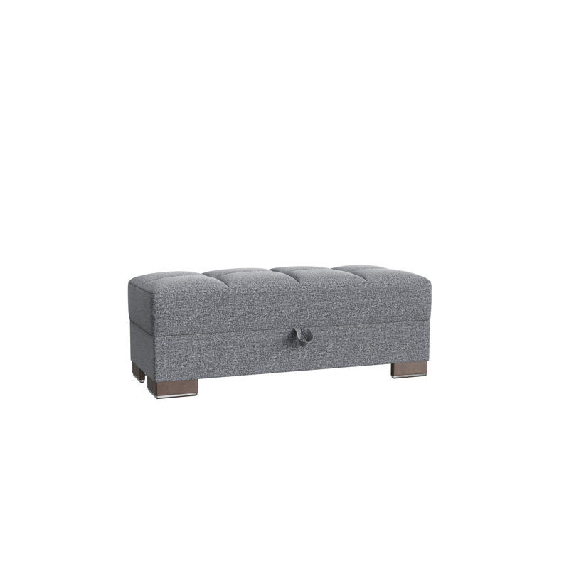 PrimeNest SkyHaven Collection Upholstered Ottoman with Storage, Gray Polyester