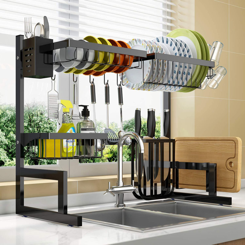 Adjustable Stainless Steel Two Tier Dish Rack