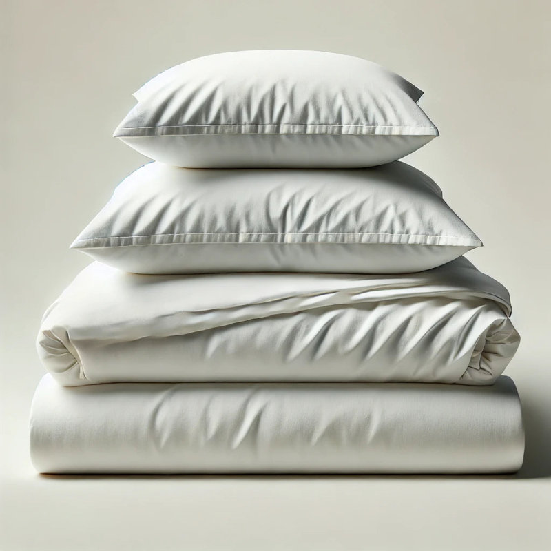 Ensemble de housse de couette en rayonne de bambou - ultra-doux et respirant avec 2 taies décoratives, Blanc