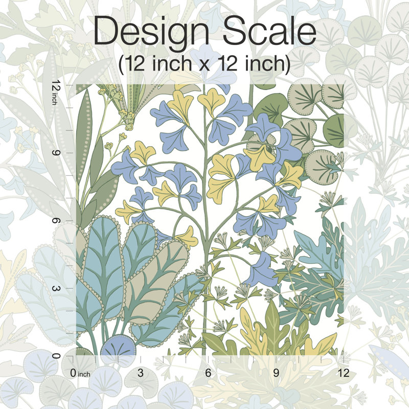 Floral Wallpaper Roll, White/Green