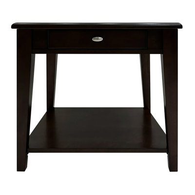 Cherry Wooden End Table With Drawer And Functional Bottom Storage Look Classic-style Cherry-ended Useful Feature