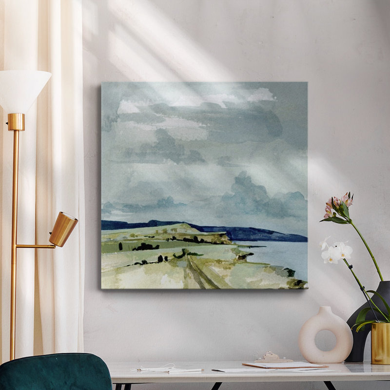 «Coastal Blues» aquarelle I-Premium, toile tendue avec châssis - prête à être accrochée