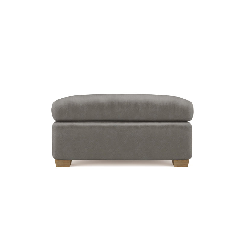 Rivington Ottoman, Box Weave Linen Blue Print, Weathered