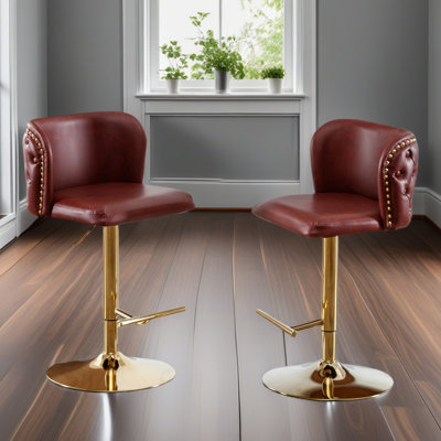 Swivel Barstools Adjusatble Seat Height, Modern PU Upholstered Bar Stools With The Whole Back Tufted, For Home Pub And Kitchen Island by House of Hampton