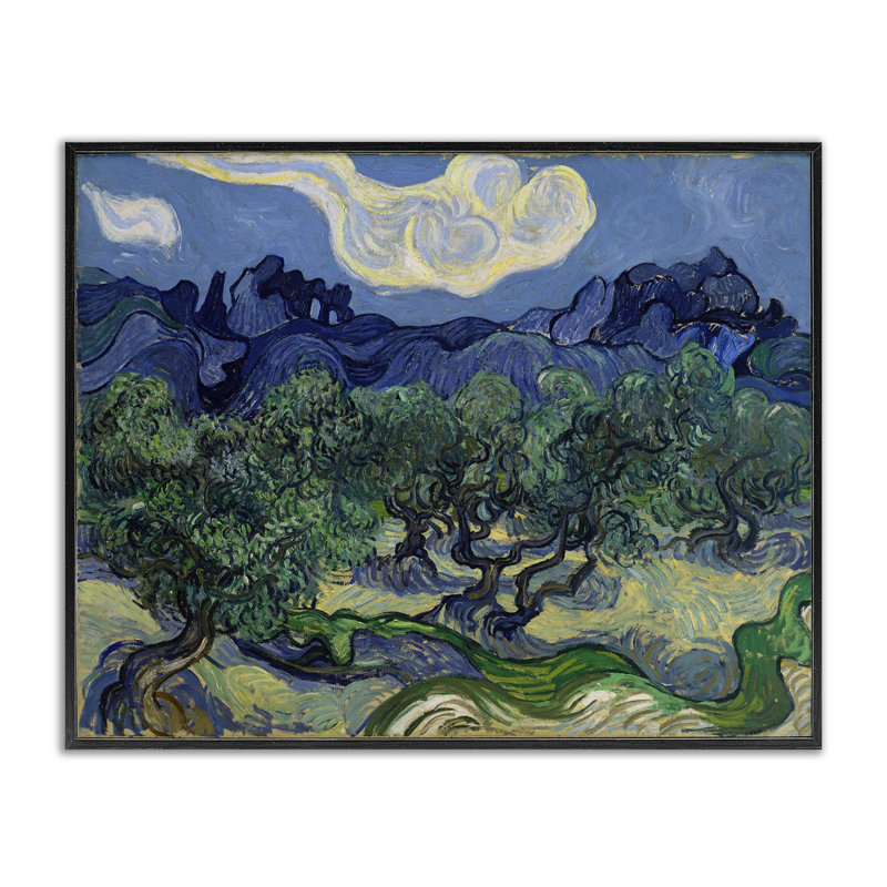 «Van Gogh Olive Trees», art de la giclée par one1000paintings, Giclée encadrée noir minuit, H 11 po x l 14 po