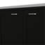 Une armoire à panneau de particules noir à deux tablettes, H 8 po x l 39,3 po x P 20,4 po et P 19,2 po 12,6 po, armoire de rangement fonctionnelle, armoire à deux tablettes, ajoute de la valeur à la pièce