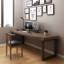 Brun noyer + bois massif rectangulaire noir + bureaux en fer-107238817