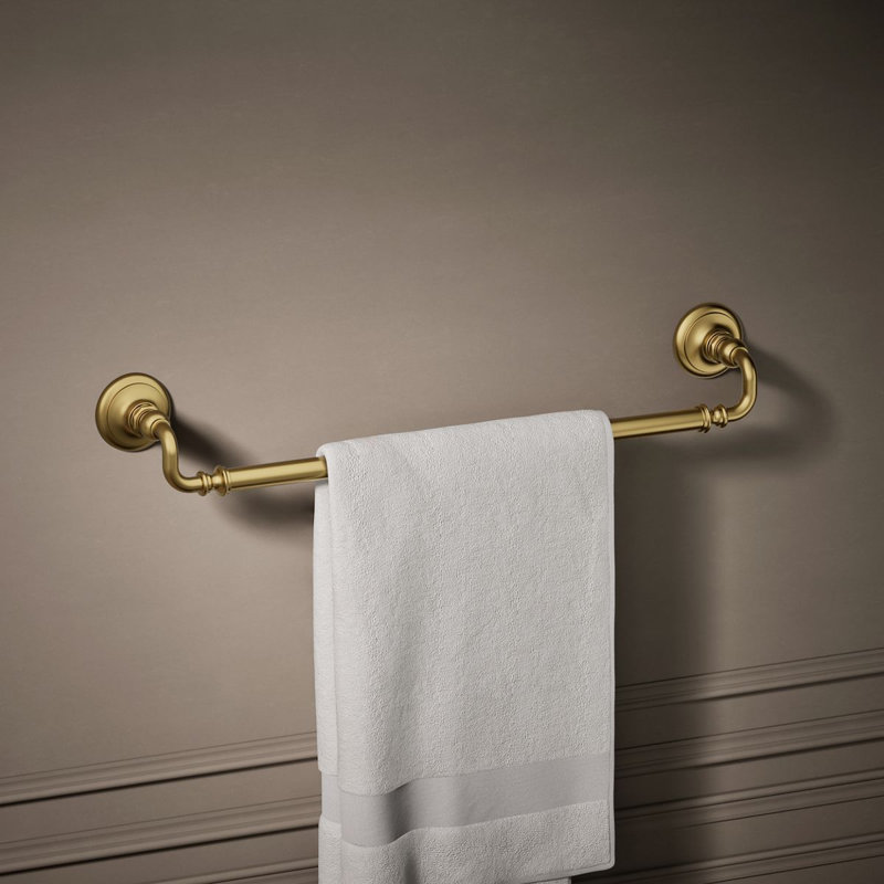 Artifacts® Wall Mounted Towel Bar, Vibrant Brushed Moderne Brass, 3" H x 27" W x 3.5" D