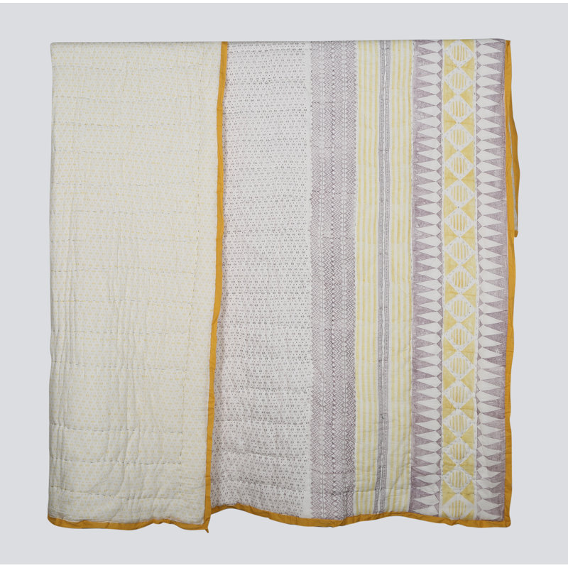 Cotton Geometric Shapes Quilt, King Quilt + 2 Shams