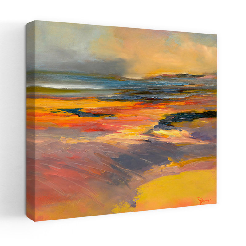 Blazing contemporain abstrait paysage art naturel, H 24 po x l 24 po