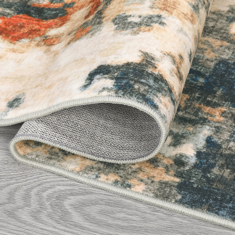 Abstract Machine Washable Rug for Living Room Soft Bedroomm Rug Non Shedding Indoor Floor Mats Modern Contemporary Colorful Office Carpet Stain Resistant Throw Carpet