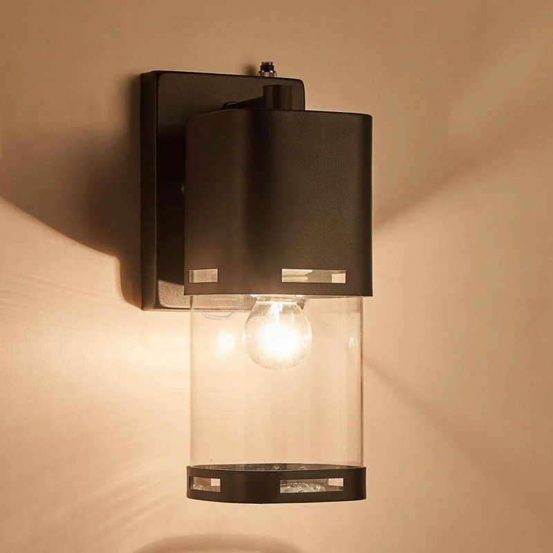 Modern Black Outdoor Wall Sconce With Dusk To Dawn, 10.84" H