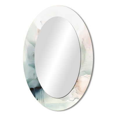 Green And Cream Essence Of Modernity II - Large Oval Wall Mirror On Metal