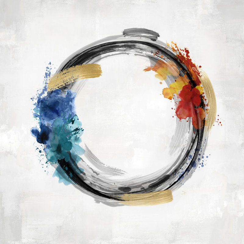 Red, Blue And Gold Circle Abstract 1 - Wrapped Canvas Painting, 76cm H x 76cm W x 3.8cm D