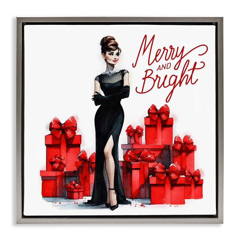 Art mural sur toile Glam Merry & Bright par Amanda Greenwood, Cadre flottant gris lustré, H 25 po x l 25 po