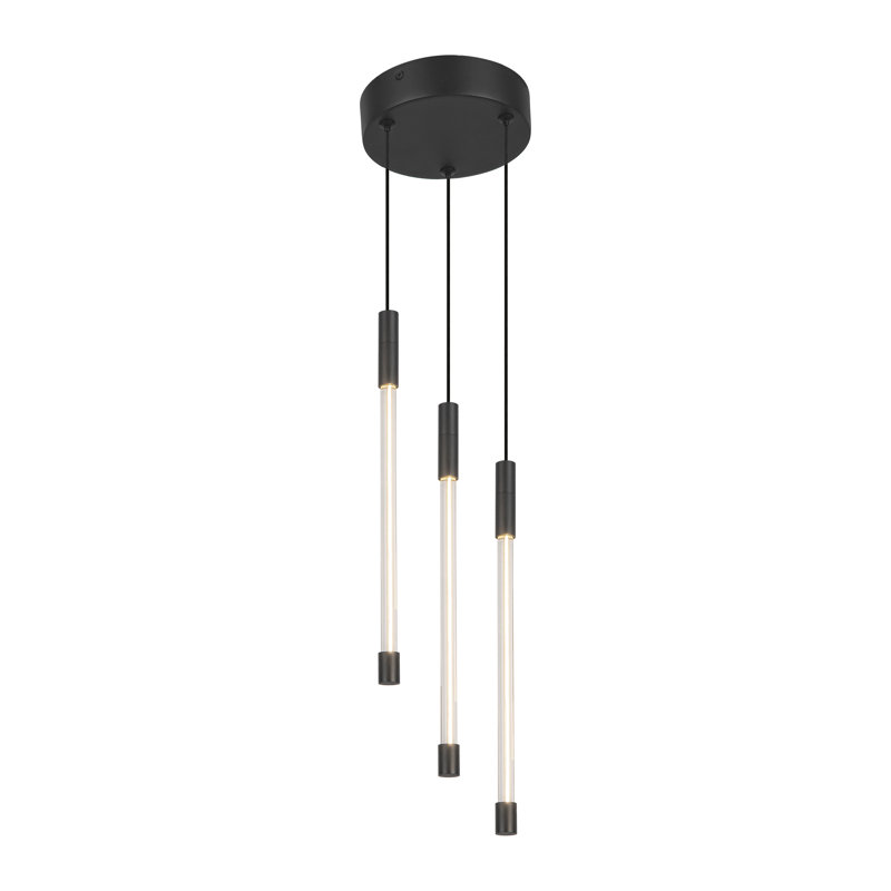 Motif 3 - Light LED Pendant, Black, 13" H x 5.5" W x 5.5" D