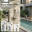 Ensemble de douche d'extérieur à affichage numérique 4 modes à DEL avec contrôle à 4 boutons en aluminium noir