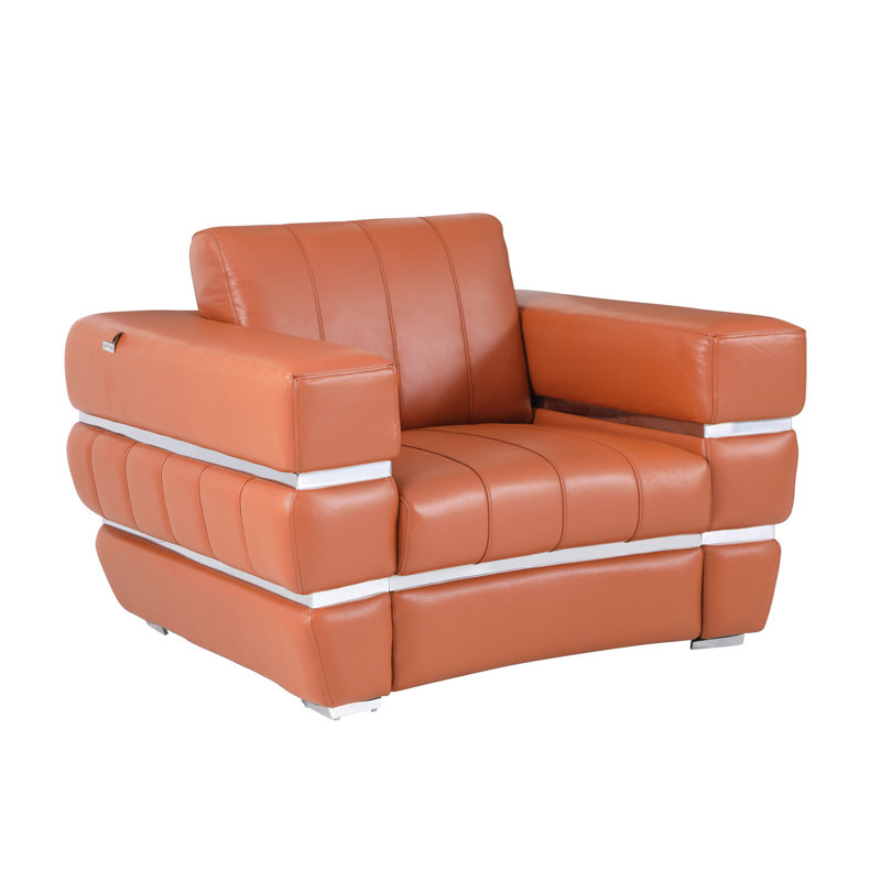 Chaise en cuir italien à grain supérieur, Chameau