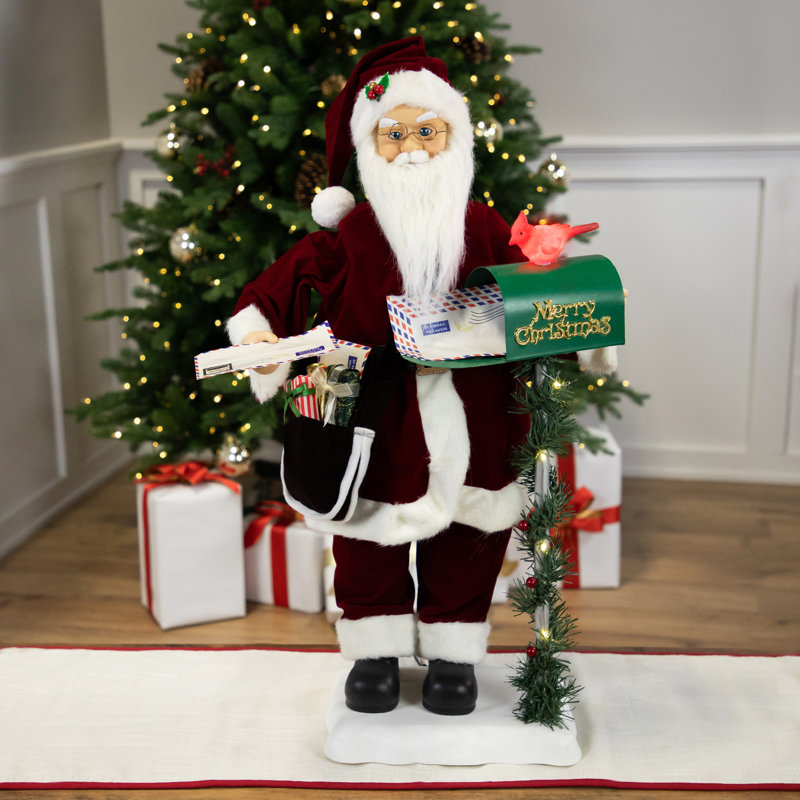 Animated And Musical Santa Claus Figure With Lighted "Merry Christmas" Mailbox - 30"