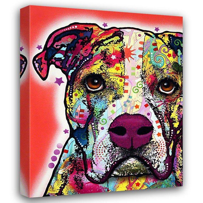 Art sur toile tendue de la collection Dean Russo, American Bulldog, H 34 po x l 28 po
