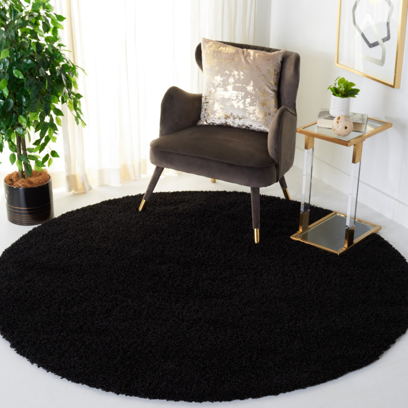 Sgl-Demi-Leigh Shag Performance Solid Color Rug, Round 6'7"