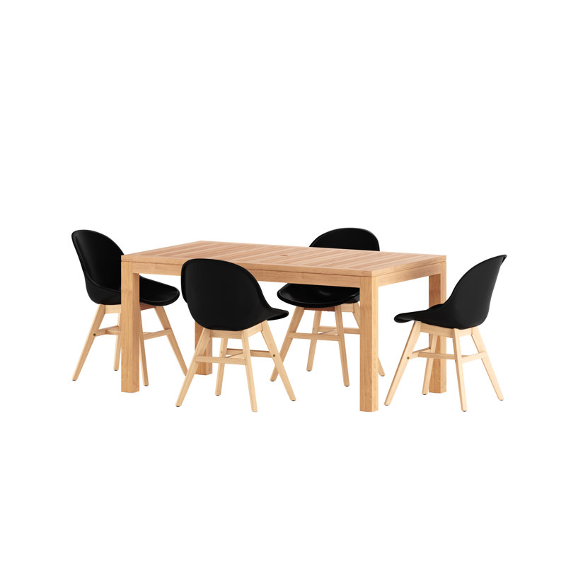 Anautica 4 - Person Teak Patio Dining Set with Rectangular Table