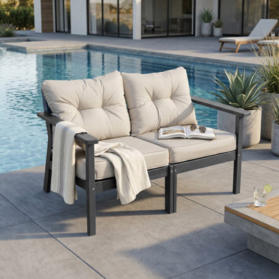 HDPE Outdoor 2-Person Loveseat With Cushions