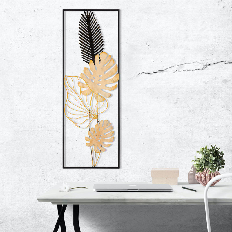 Accessoire mural en métal peint à la main 12,6 po x 2,0 po x 35,4 po | 100% métal, épaisseur: 0,03 pouce | Pièce d'art unique pour la décoration intérieure, qui ajoute de la couleur et de la texture à tout espace, parfaite pour le salon et le bureau