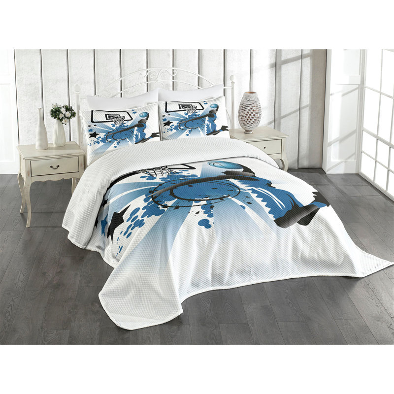 King Black Polyester Bedspread Set with Pillow Shams