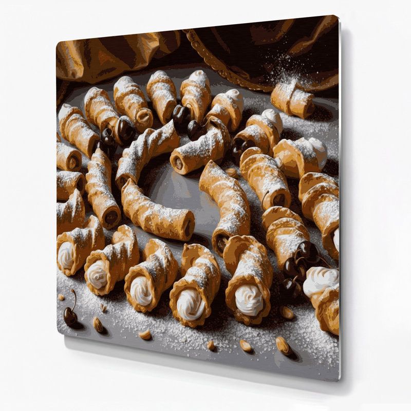 Desserts Cannoli Black Metal Wall Art, 32" H x 32" W