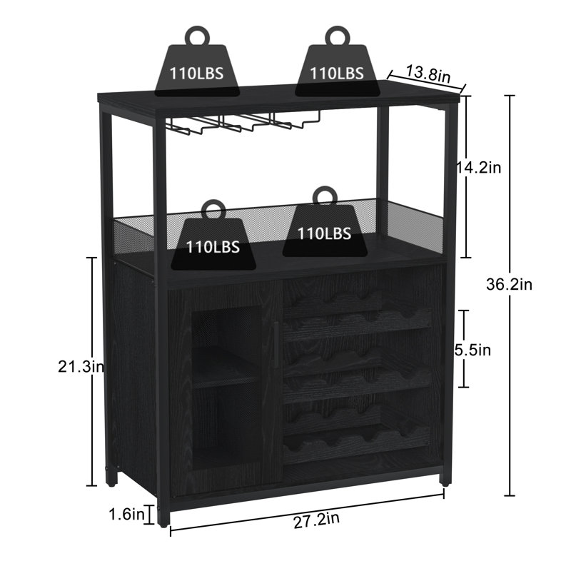 35.1 cm Wine Bar Cabinet, Black
