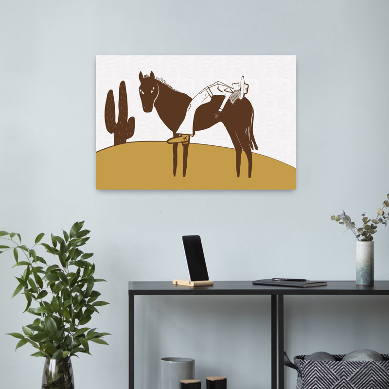 Day of rest COW GIRL Contemporary Cow Horse Wall Art Print 1 Piece Wrapped Canvas Wall Art, 60.96cm H x 40.64cm W