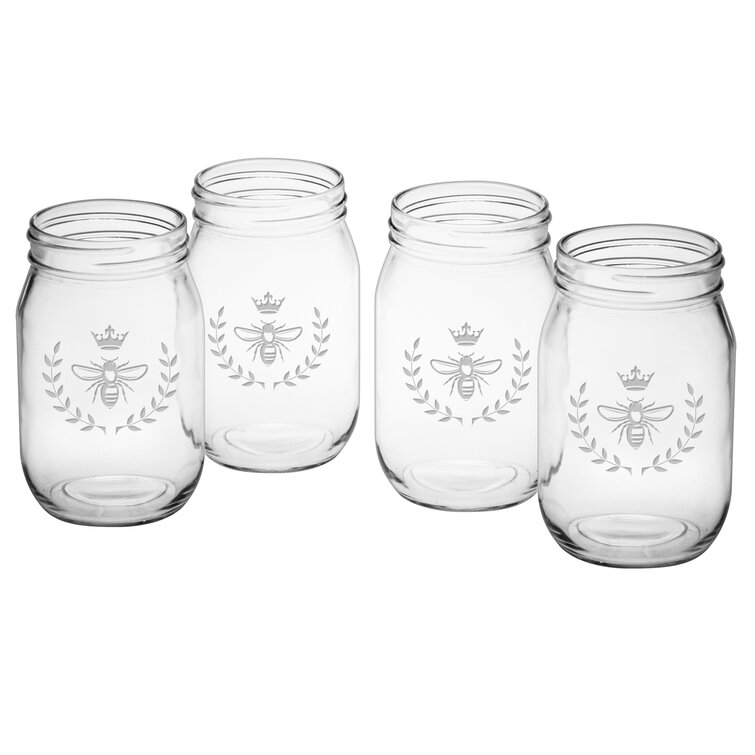 Smiths Mason Jars 4 Pack Tall Collins Vintage Glasses Style, 285 ml(11 oz)  Ribbed Water Glasses Set, Ideal Mulled Gin and Cranberry Punch (Red)