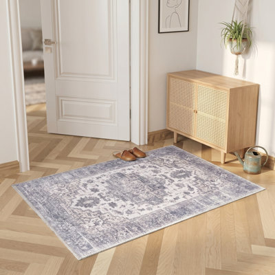 Tapis vintage lavable à la machine Zehorit pour salon, tapis de couloir et tapis d'entrée