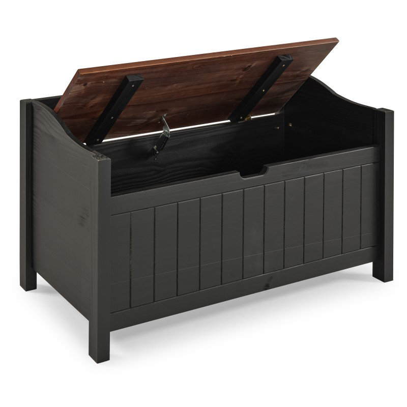 Wood Storage Bench, Black