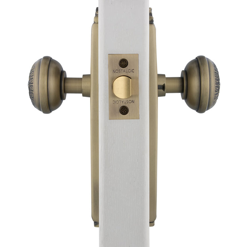 Egg & Dart Plate with Egg & Dart Door Knob, Antique Brass, 2-3/8"