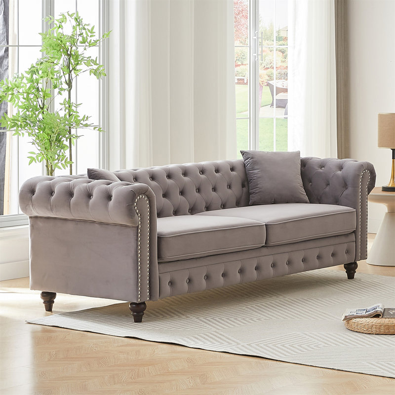 Canapé Chesterfield 85,5 po, Gris