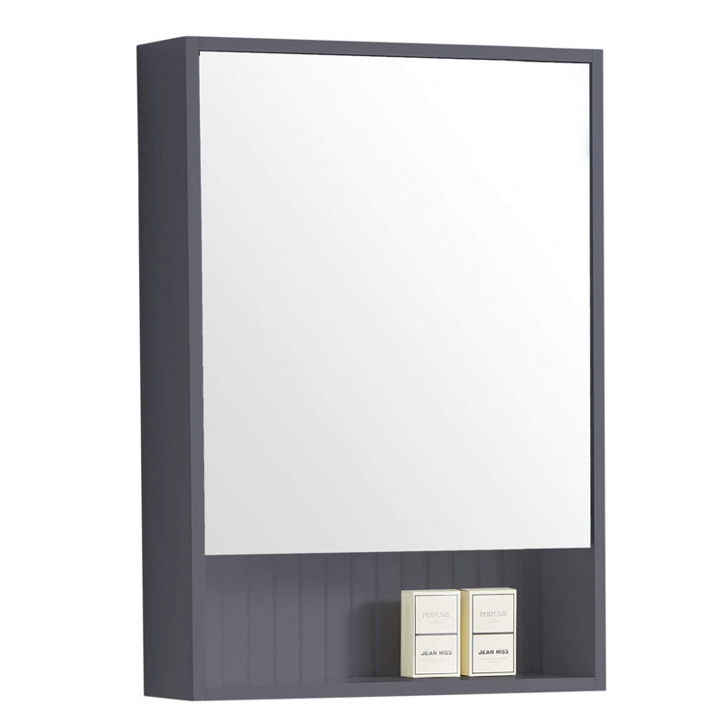 Asahel W 30'' H Surface Framed Medicine Cabinet Mirror 2 Fixed, Rock Gray, 30" H x 18" W x 6" D