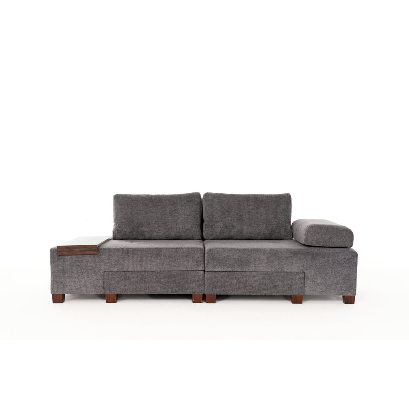 Stylish 3-Seat Sofa-Bed, Grey Chenille Fabric, 91.7 x 32.7 x 36.6 inches | Durable Timber Frame with Plastic Legs | Easy-Clean, Comfort Foam Seating, Converts to Bed (59.1 x 74.8 inches) | Perfect for Modern Living Rooms & Guest Spaces