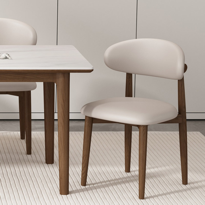 Chaise d'appoint blanche à dossier solide (ensemble de 2)